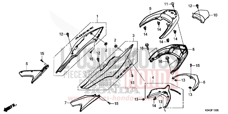 HOUSSE DE CARROSSERIE/BARRE D'APPUI de Forza 300 ASTEROID BLACK METALLIC (NHA35) 2013